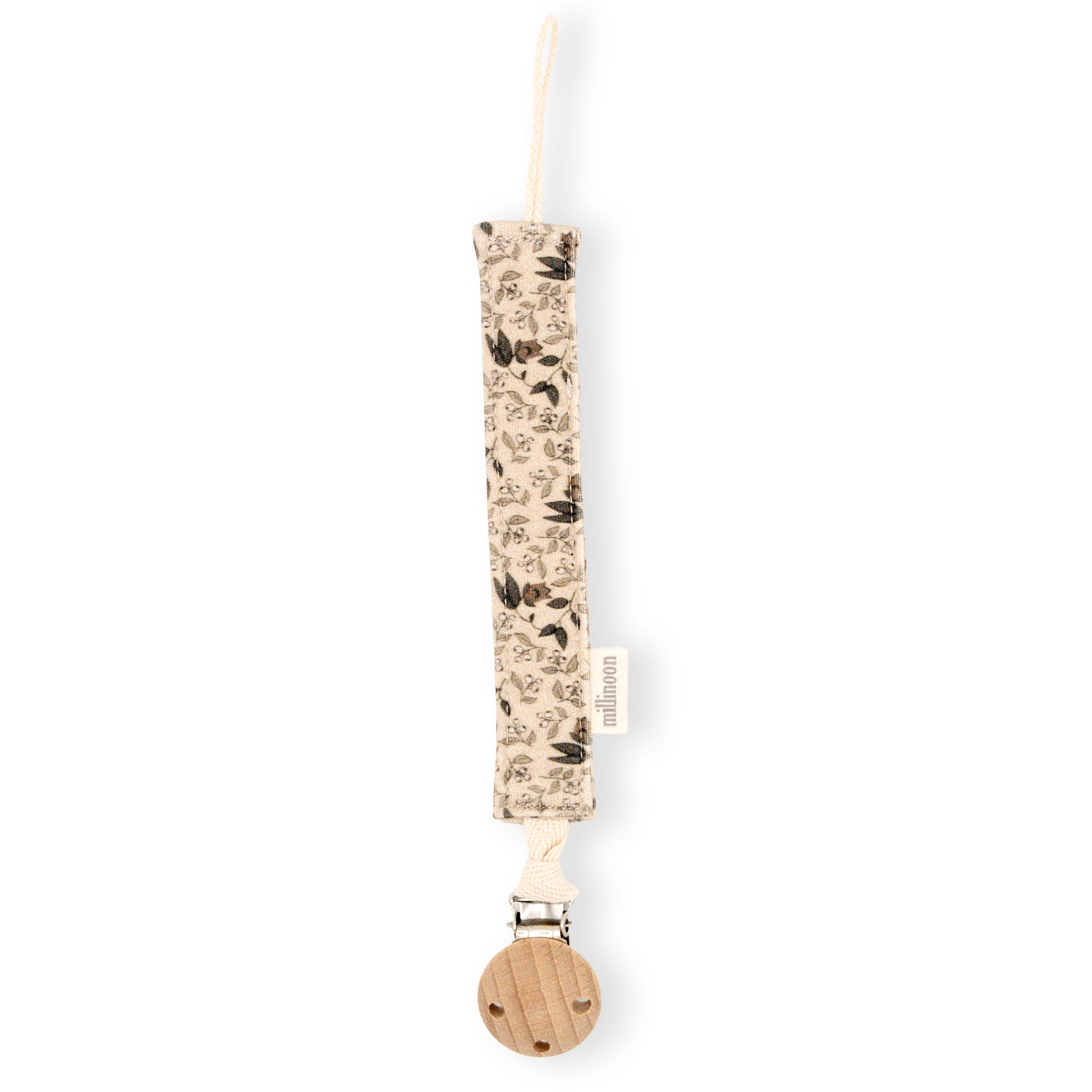 Attache tétine maille coton bio fleuri