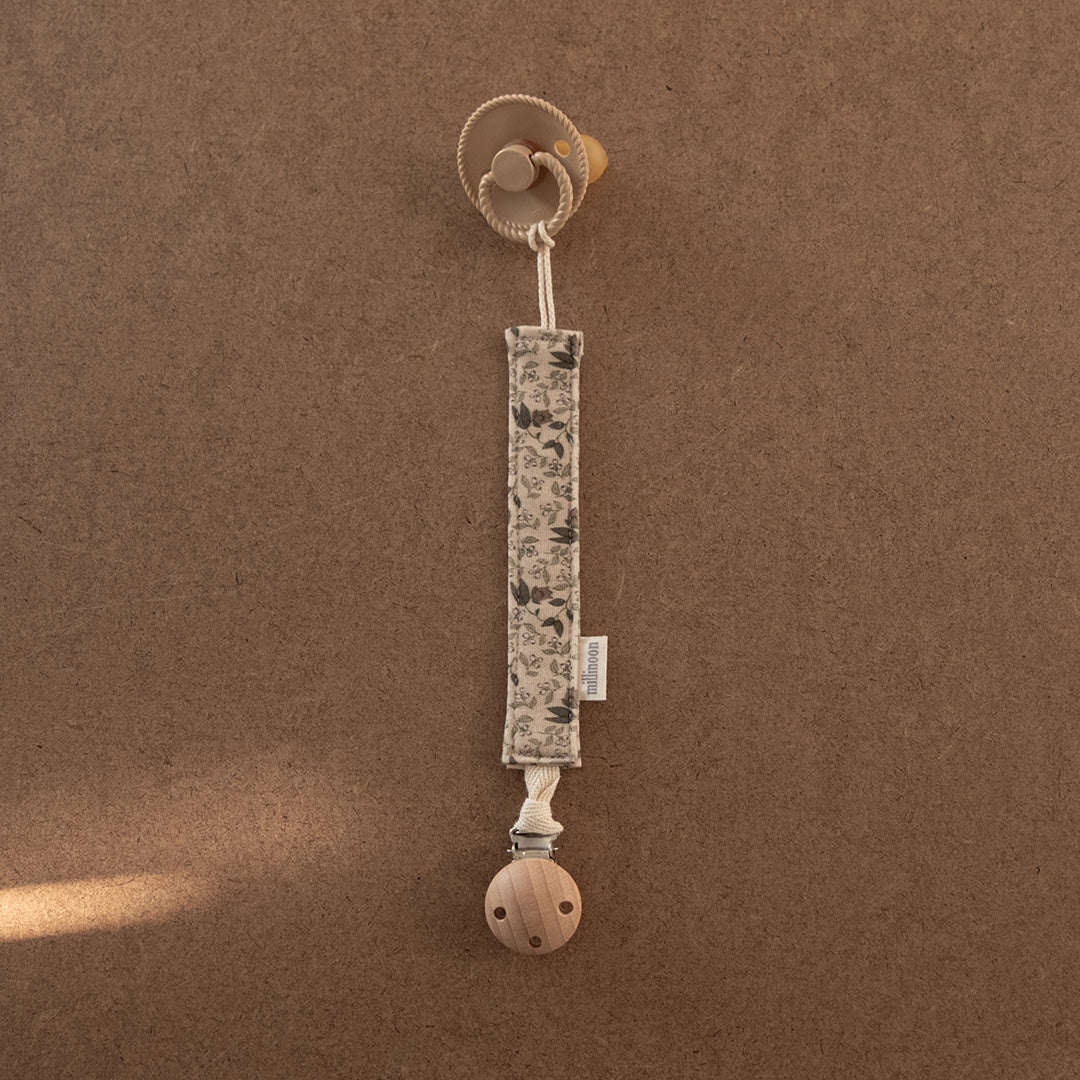 Attache tétine maille coton bio fleuri