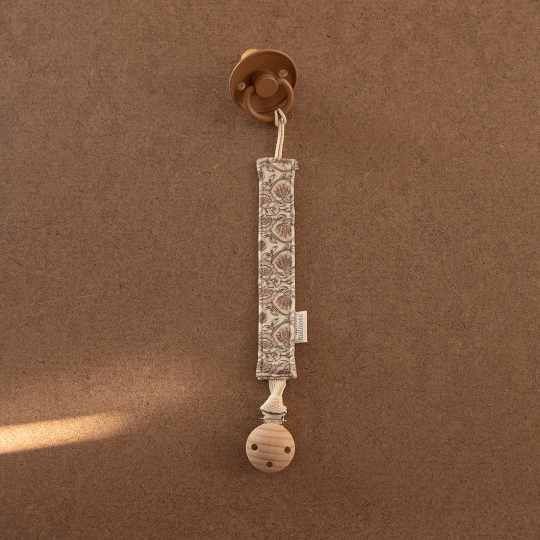 Attache tétine maille coton bio indien beige