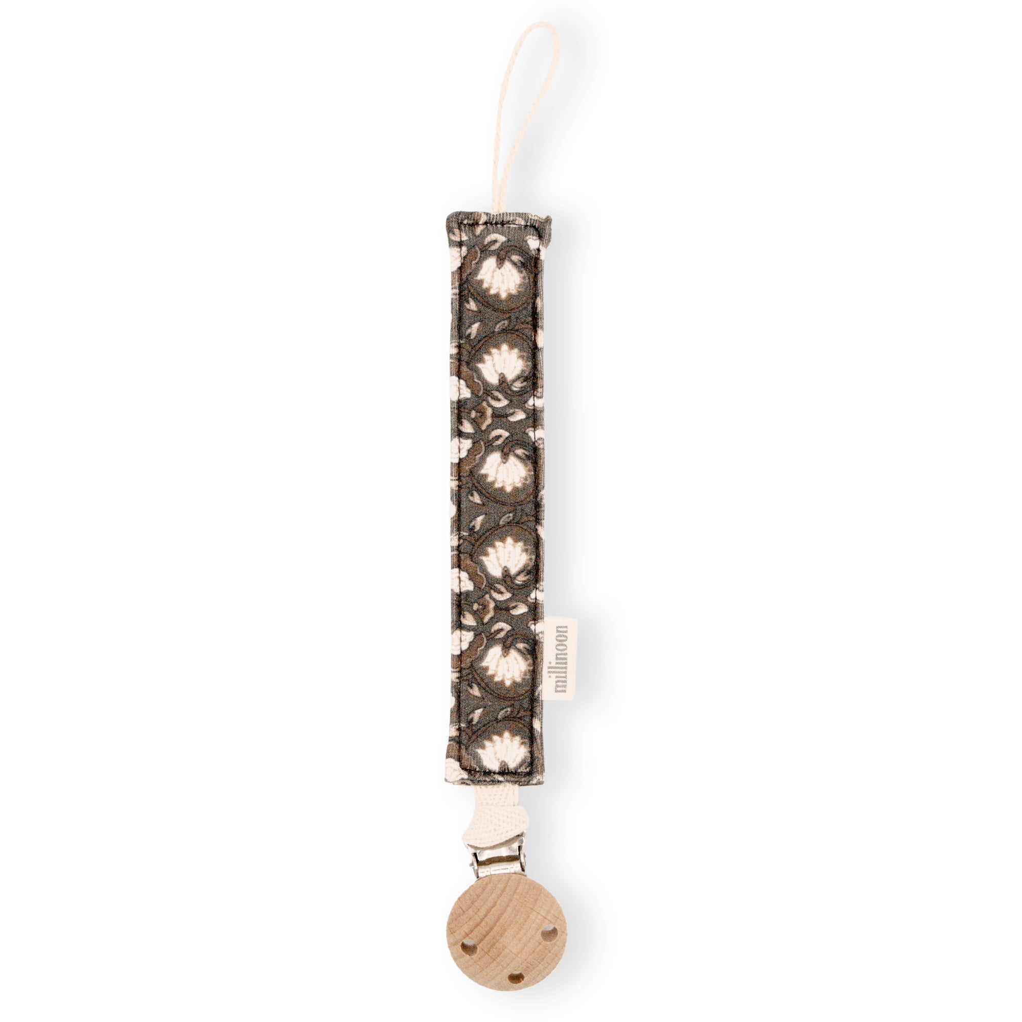 Attache tétine maille coton bio indien brun