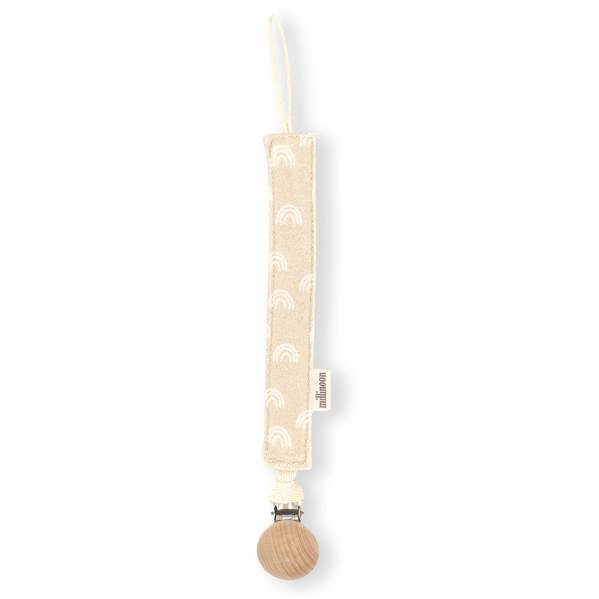 Attache tétine maille de coton bio Arc en ciel Beige