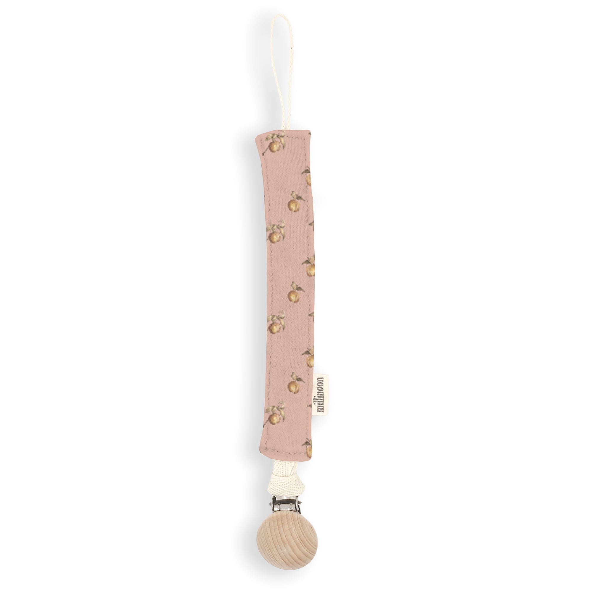Attache tétine maille de coton Pêches rose