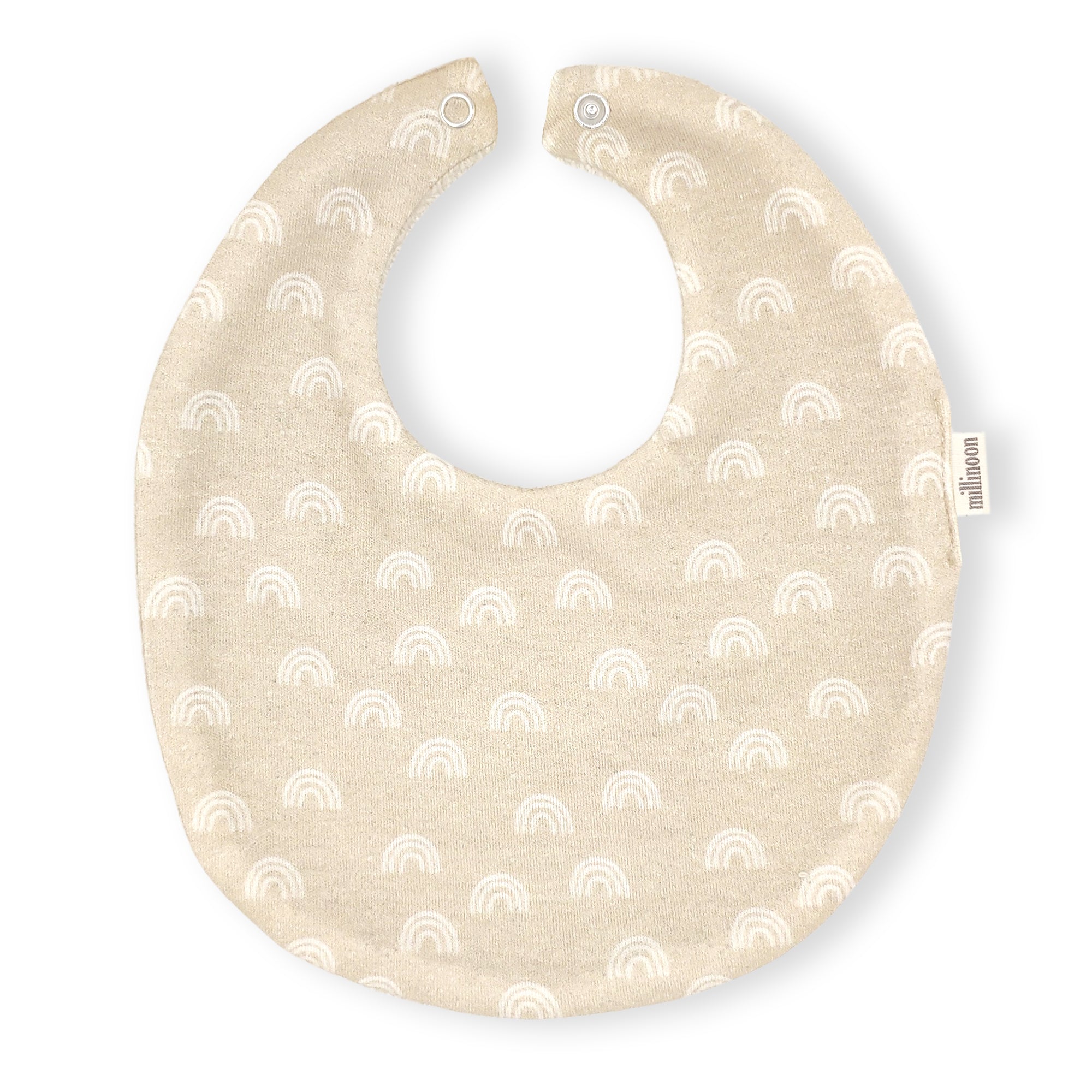Bavoir maille de coton bio Arc en ciel Beige