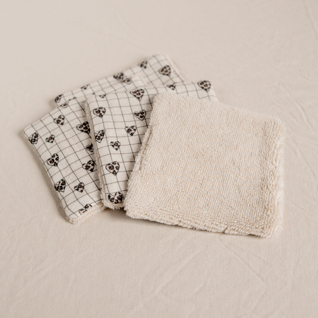 Lingette gaze coton éponge carreau coeur graou x4