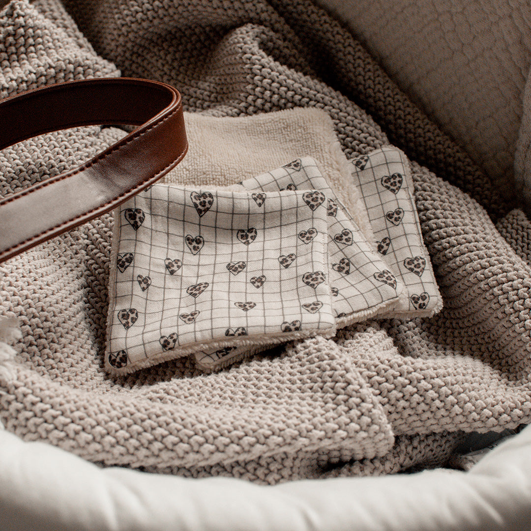 Lingette gaze coton éponge carreau coeur graou x4
