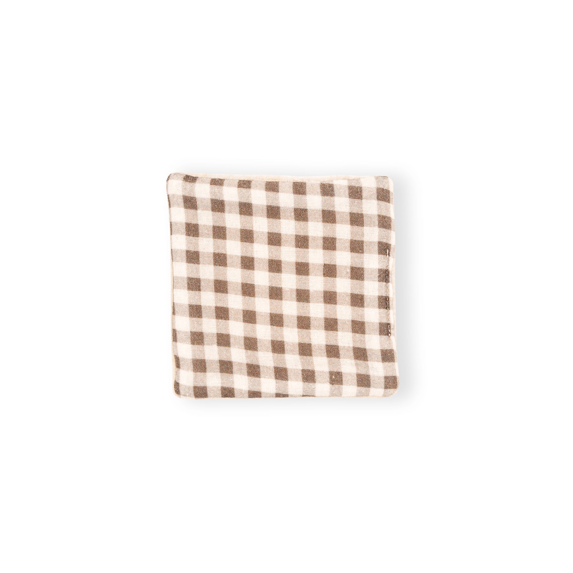 Lingette gaze coton éponge vichy brun kaki x4