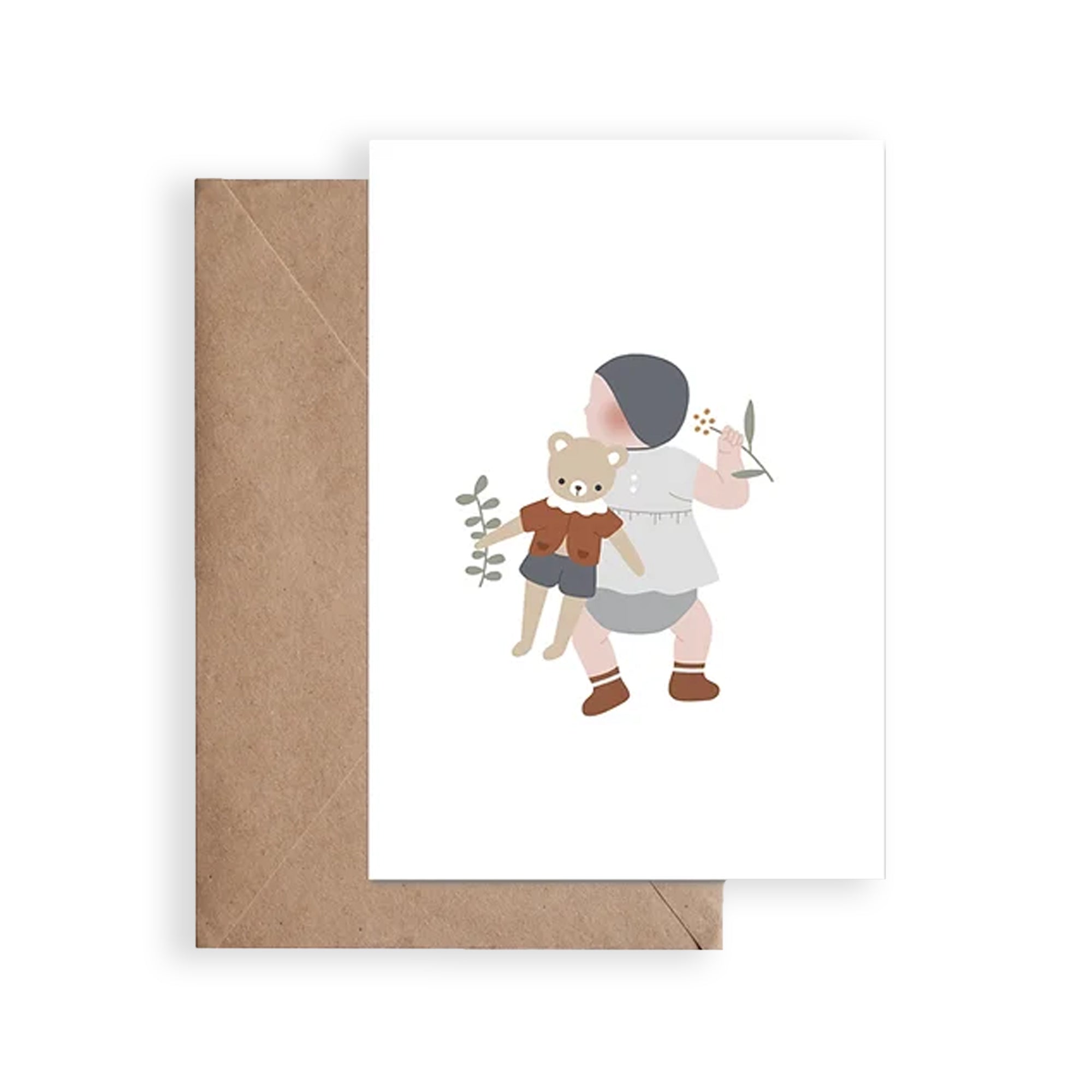 Carte postale - Bébé et son doudou garçon