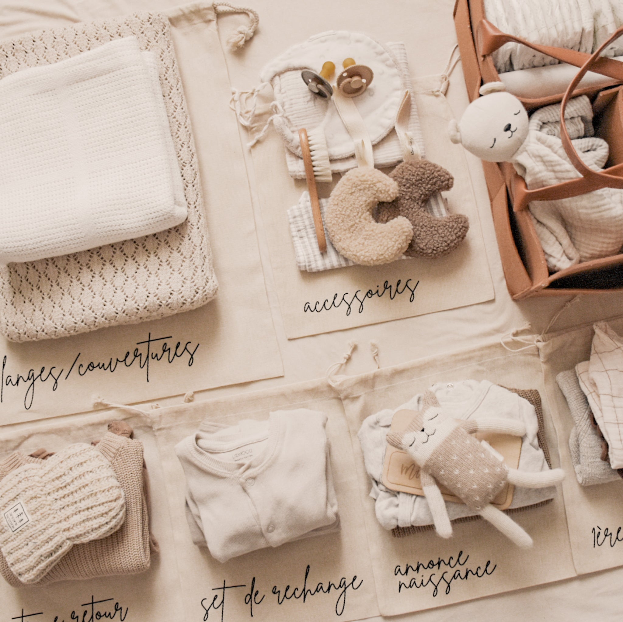 L'authentique ensemble de pochons pour valise maternité