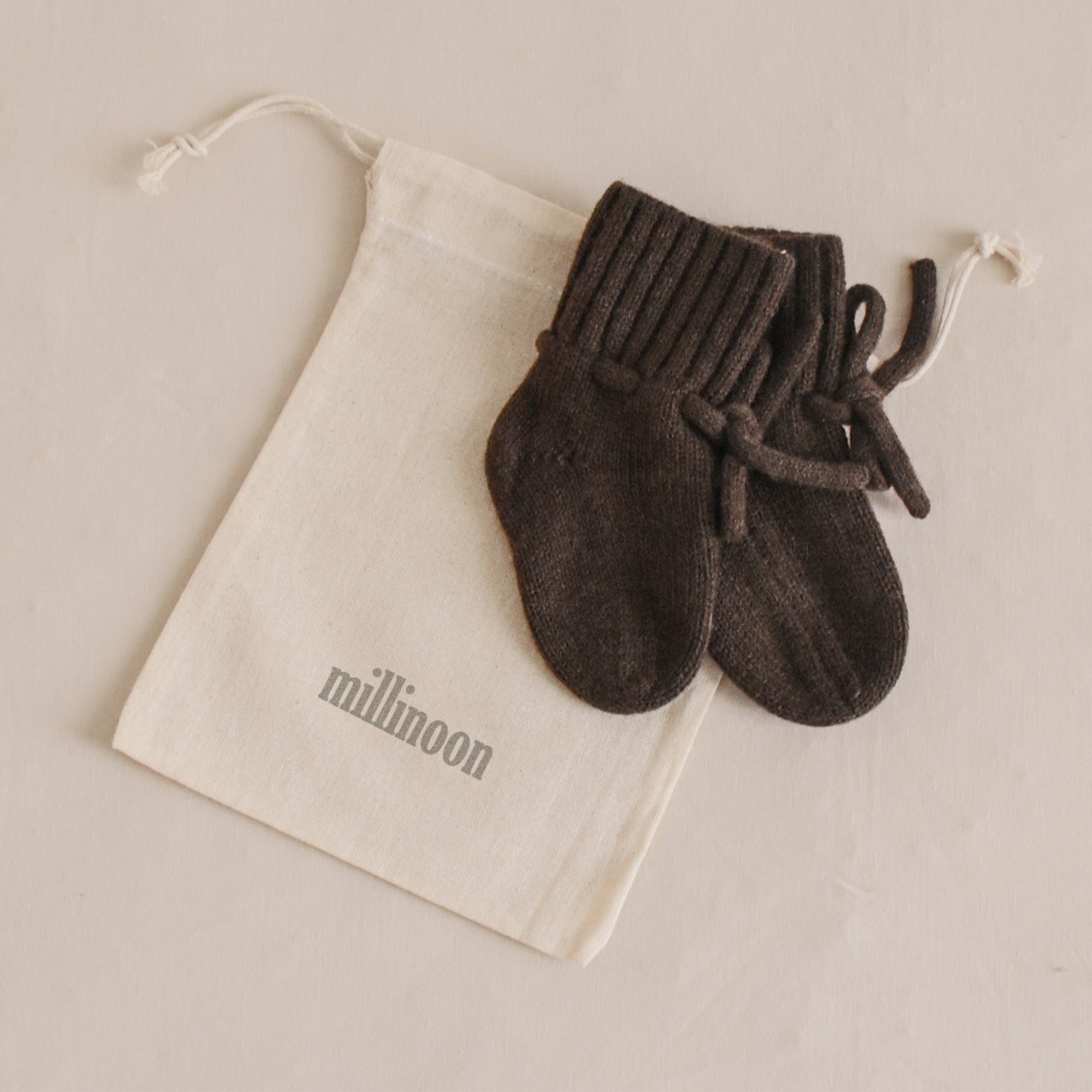 Chaussons laine mérinos marron